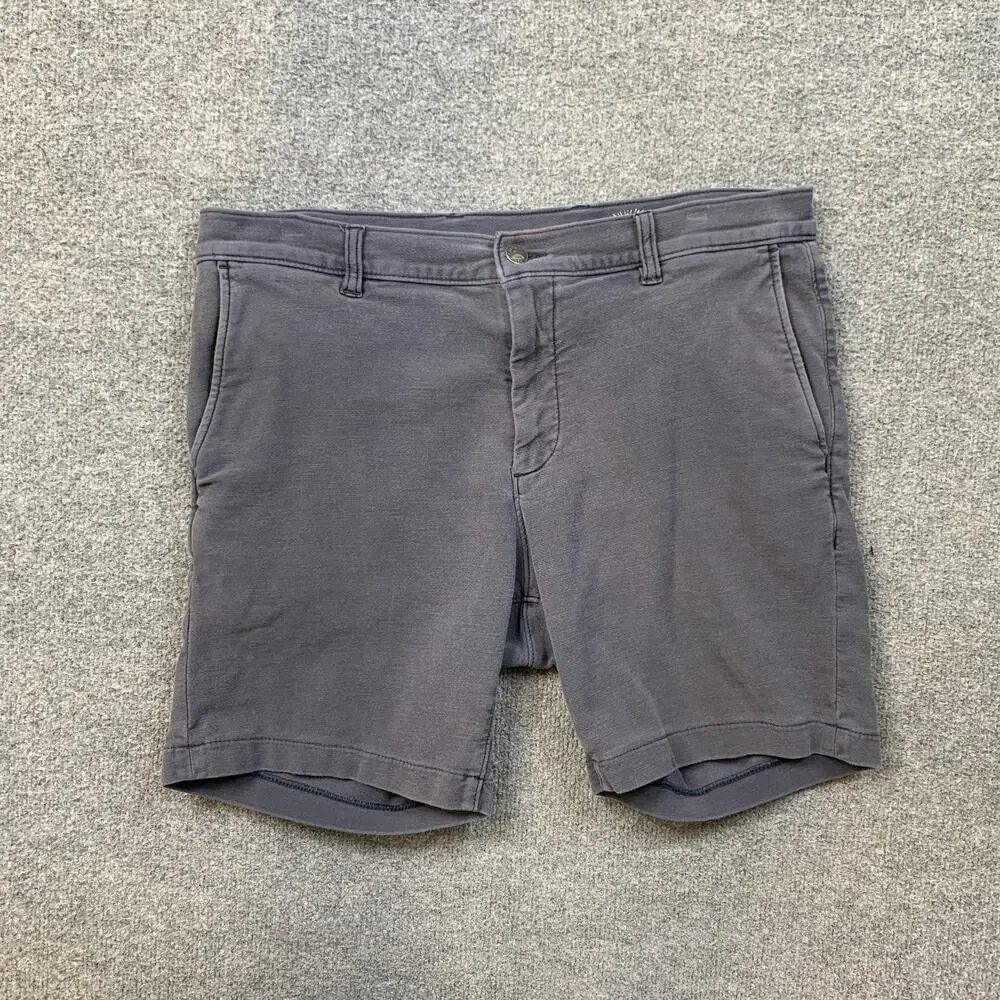 Faherty Shorts Mens 33 Washed Navy Stretch Terry Cotton Blend Flat Front Casual